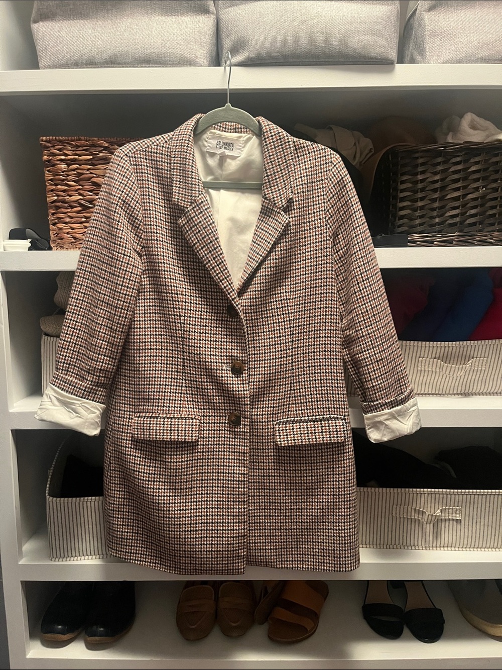 BB Dakota Steve Madden Women's Houndstooth Blazer Jacket in Brown